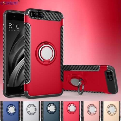 Shockproof Case Xiaomi Mi 6 Finger Ring Phone Cover Xiomi Xaomi Mi6 Xiaomi6 TPU and PC Dual Protector Stand Cases Bumper Funda