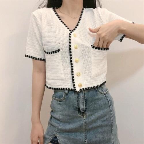 Cropped Cardigans Girls Vintage Cardigan Crop Top Sweater INS Fashion 2020 Women Clothing Women Winter Button Sweater