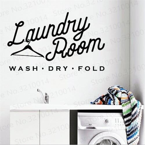 Laundry Room Vinyl Decal Vinyl Decor Wall Sticker Wash Dry Fold Decal Art Vinyl Mural Home Room Decor Wallpaper PW232