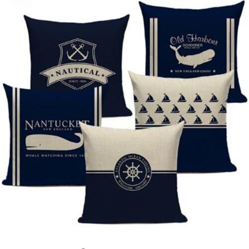 Vintage Cushion decoration marine Cotton Colorful Fish Almofadas 45x45 Square Houseware Home sofa car Decor Pillow Case