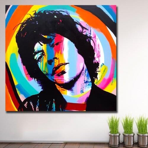 Wlong Printing Oil Painting Pop Art Mick Jagger Portrait Wall Art Canvas Prints Pictures Home Decor For Living Room Bedroom