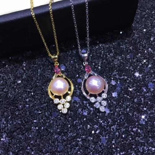 YIKALAISI 925 sterling silver jewelry for women 100% natural 9-10mm freshwater pearl choker pendant 2018 new fashion Wholesale