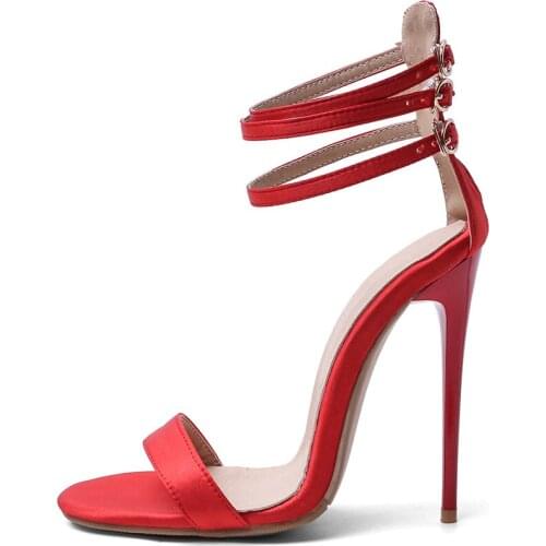 Women Sandals Sexy 12.5cm Sandals High Heels Peep Toe Nightclub Wedding Shoes Plus Size 34-47