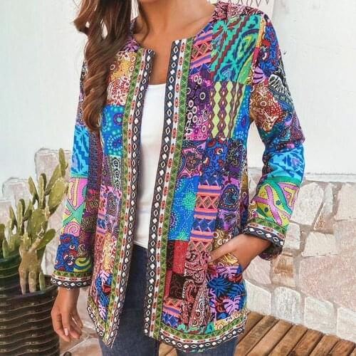 Spring Autumn Jacket Women Ethnic Floral Print Cardigan Jackets Coat for Women Plus Size 6XL Loose Jacket Coat Women Outwear