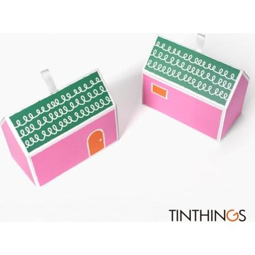 100pcs Candy Gift Box For Baby Shower House Shape Chocolate Cookies Packaging Bags Favor Gift Boxes Birthday Wedding Decoration