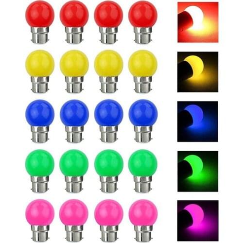 20Pcs LED Bulb Color B22 3W Equivalent 30W 240LM B22 Bayonet Bulbs Garland Color LED Multicolor Bulbs For Home Bar Party Bulb