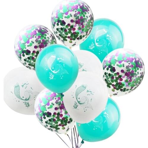 20pcs Little Mermaid Party Balloons Multi Confetti Ait Ballon Happy Birthday Party Decorations Kids Baby Shower Party Supplies
