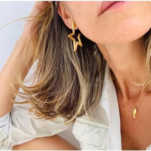 2020 Fashion Gold Hollow Cuff Star Shape Gold Stud Earrings For Women Minimalist Small Cute Star Earrings For Ladies Jewelry