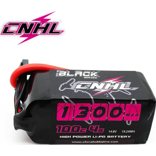 4PCS CNHL Lipo 4S 14.8V Battery 1300mAh 100C Black Series XT60 For Vortex LRC Freestyle V1 RC Boat Heli Airplane UAV Drone FPV