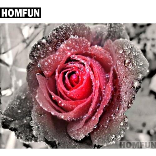 HOMFUN Full Square/Round Drill 5D DIY Diamond Painting "red rose flower" Embroidery Cross Stitch 5D Home Decor Gift A01131