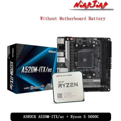 AMD Ryzen 5 5600G R5 5600G CPU + ASROCK A520M ITX/ac ITX Motherboard Suit Socket AM4 All new but without cooler