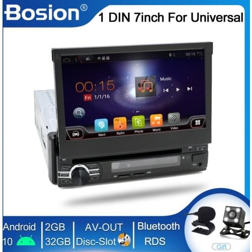 Bosion 1 Din Android 10 Car DVD Player For Universal GPS Navigation Car Stereo Radio WIFI MP3 Audio USB SWC BT RDS mirror link