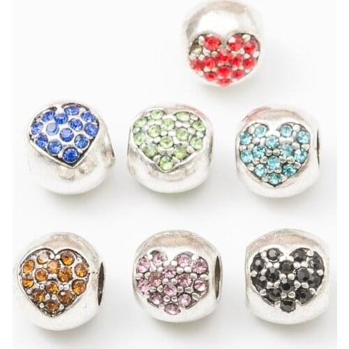 5Pcs/Lot Silver Plated heart Charms Beads European DIY Beads Fit Pandora Charms Bracelets & Bangle Fashion Jewelry js1018