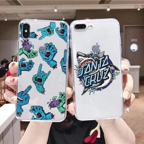 Santa Cruz Skateboards Phone Case For iphone 5 5s se 2 6 6s 7 8 12 mini plus X XS XR 11 PRO MAX transparent tpu back pretty