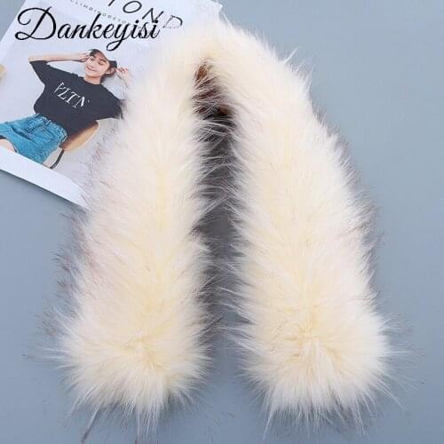 DANKEYISI DIY Lady Blinger Faux Raccoon Fur Collar Winter Women Fur Decorative Multicolor Shawl Collar Fake Fur Collar
