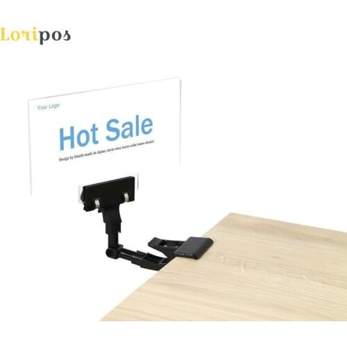 Shelf Sign Clip Holder Plastic Sign Cover Acrylic Black Clip Label Holder Frame For Display Price Card Cover Advertising Rack