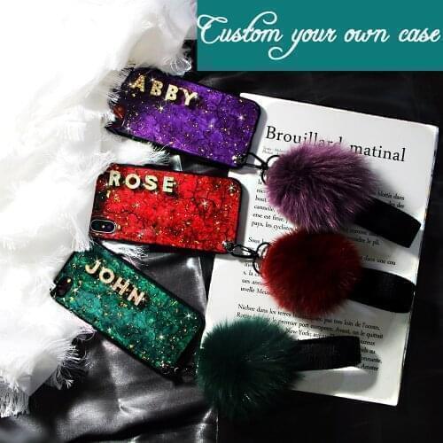 For Samsung Galaxy A42 A50S A51 A70 A71 A72 A80 A90 A91 A81 A02 A12 A32 A52 5G Customize Name Phone Case Soft Fur Wrist Strap