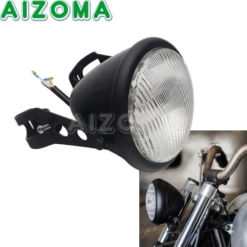 For Harley Yamaha Sportster Bobber Suzuki GN125 Motorcycle Retro Headlight W/ Bracket Hi&Lo Beam HeadLamp Cafe Racer Head Light