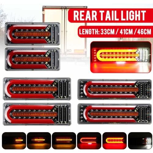 2pcs 24V LED Dynamic Car Truck Tail Light Brake Light Turn Signal Lamp Rear Lamp For Trailer Van Boat RV Caravan Bus Lorry UTV