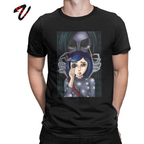 Coraline T-Shirt Men Coraline And The Secret Door T Shirt Short Sleeve Crewneck 100% Cotton Clothes Swag Tees Movie Print Tshirt