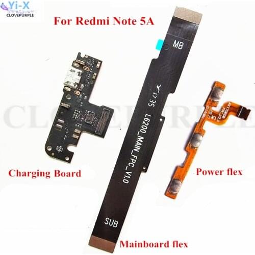 1PC Power Volume Flex Cable & USB Charging Board Flex Cable & Motherboard Flex Cable For Xiaomi Redmi Note 5A prime/Y1/Lite