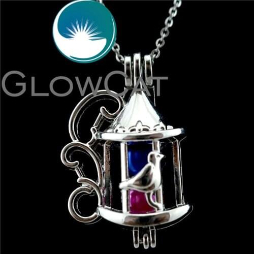 GLOWCAT K687 New Design Birdcage Beads Cage Locket Essential Oil Diffuser Aromatherapy Chain Necklaces Souvenir Gift Jewelry