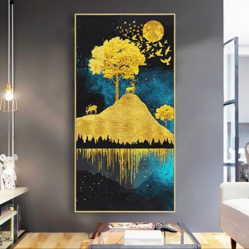 Large Size 60x120cm DIY Oil Painting By Numbers Deer Landscape Entrance Hallway Corridor Circle Hanging Painting Wall Art Pictur