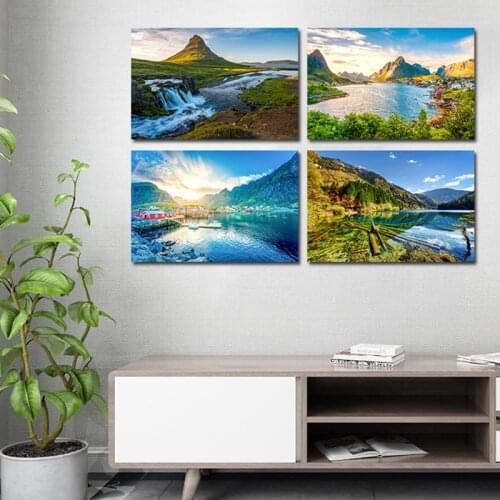 Forest Stream Scenery Canvas Prints Poster Landscape Mountain Lake Wall Painting Home Decoration Picture Wall Art Canvas Paintin