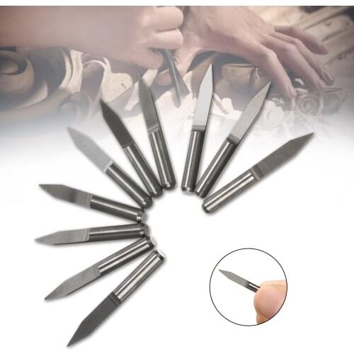 10pcs CNC Carving Bit 3.175 Shank V-shape End Mill Tip 0.1/0.2/0.3/0.4/0.5mm Carbide PCB Engraving Bits CNC Router Tool