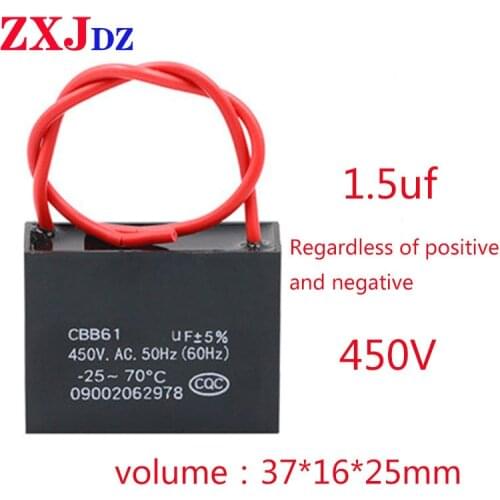 1.5uF 450V CBB61 fan capacitor 1.5uF fan start capacitor motor start capacitor