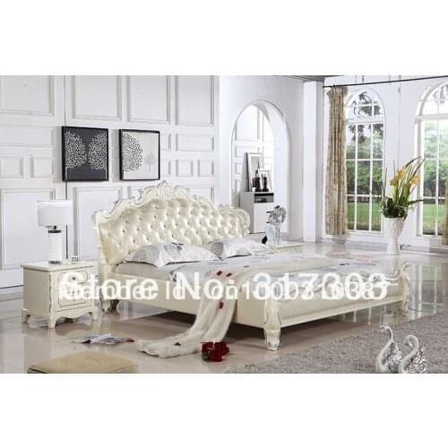Bedroom furniture leather bed, soft bed, 1.8 kingsize bed, factory wholesale price offered, sea shipment modern design H8081