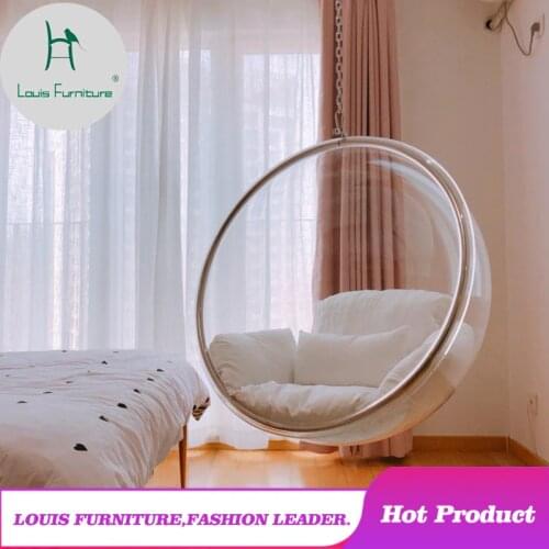 Louis Fashion Patio Swings Bubble Chair Vibrating Transparent Swing Indoor Cradle Creative Balcony Glass Basket Wicker
