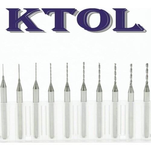 KTOL 0.1-1.0mm Carbide Mini CNC PCB Drill Bits Router Tools Milling Cutter Set 10pcs