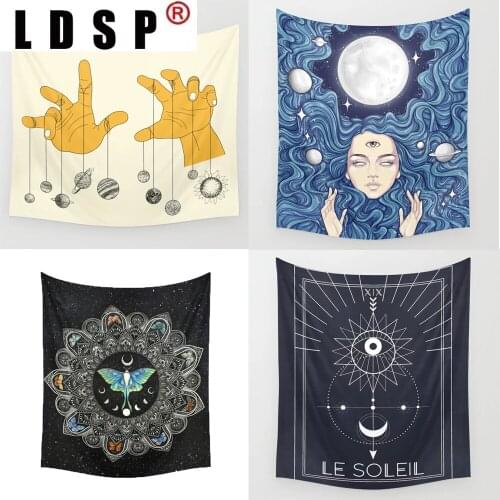 LDSP Moon Phase Magic Hand Tapestry Wall Hanging Covering Rugs Background Cloth Beach Mat Blanket Art Bedroom Living Home Decor