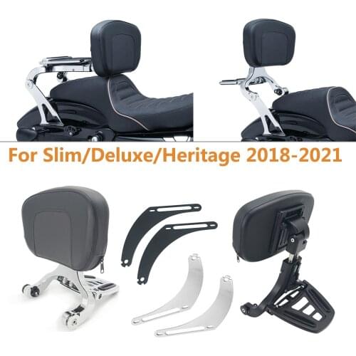 Motorcycle Multi Purpose Driver Passenger Backrest with Folding Luggage Rack For Harley Slim Deluxe Heritage 2018-2020
