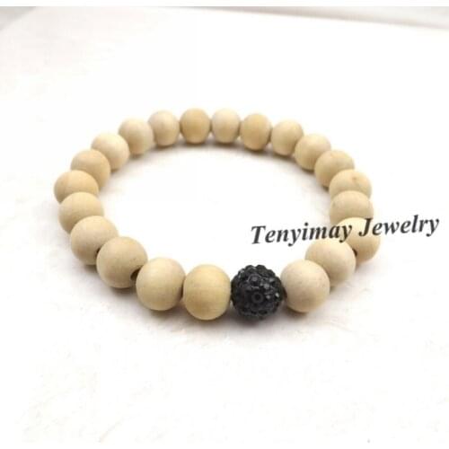 Fashion Black Crystal Bracelet Original Wooden Beaded Bracelet For Promotion 20pcs/lot Free Shipping