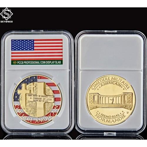 WWII The Normandie War World Antique Gold Plated America Challenge Coin