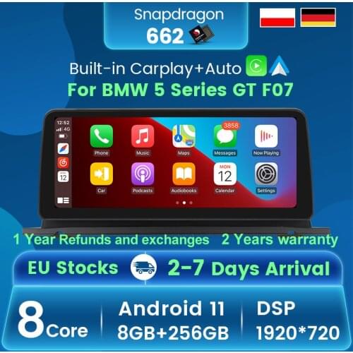 NaviFly 8G+256G 12.3" 1920*720 Android 11 Car Multimedia Player Connected Systems For BMW 5 Series GT F07 2009-2016