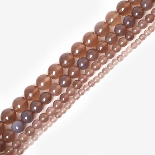 New 4 6 8 10mm Natural Gem Stone Beads Gray Round Spacer Beads 15'' For Necklace/Bracelet DIY BTB156-159