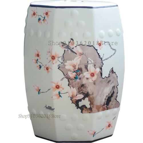 New Chinese Creative Ins Ceramic Drum Stool Household Living Room Porcelain Stool Porch Shoe Changing Stool Dressing Stool Soft