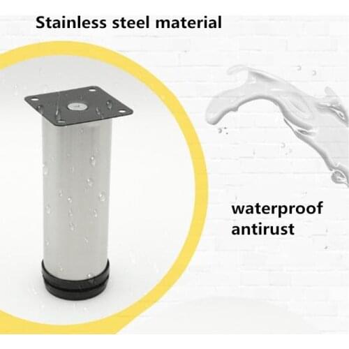10pcs Stainless Steel Furniture Leg Home Adjustable Cabinet Foot Round Tube Cabinet Table Sofa Bed Feet Furniture Legs Feet