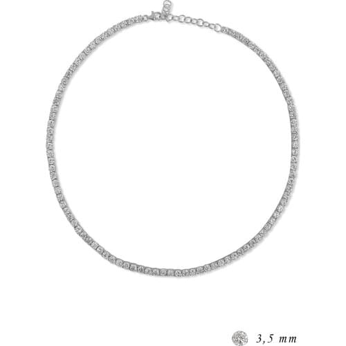 Silver 3,5 MM White Cubic Zirconia Waterway 43 cm Choker Necklace, best present options for Your Loved Ones