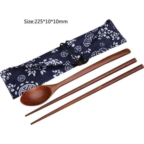 Portable Wooden Cutlery Sets Wooden Chopsticks And Spoons Travel Suit