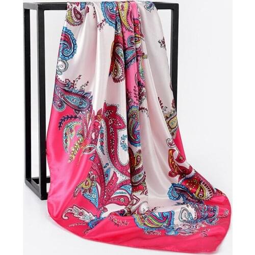 90*90CM Elegant Classic Print Waist Flower Silk Scarf Square Scarf Spring/Summer Cashew Scarf Adult Women Four Seasons Casual