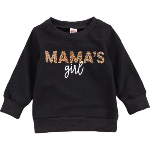 Infant Kids Baby Girls Sweatshirts Autumn Leopard Letter Print Pullovers Long Sleeve Round Collar Girl Sweatshirt 0-3 Years
