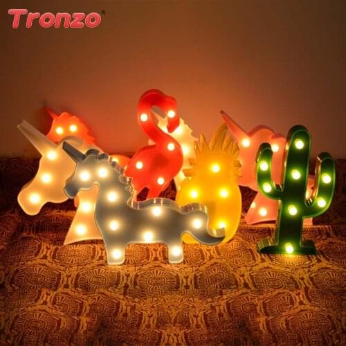 Tronzo Wedding Decoration Flamingo Light Flamingo Decoration Led Unicorn Cactuses Night Lamp For Unicorn Birthday Party Bedroom