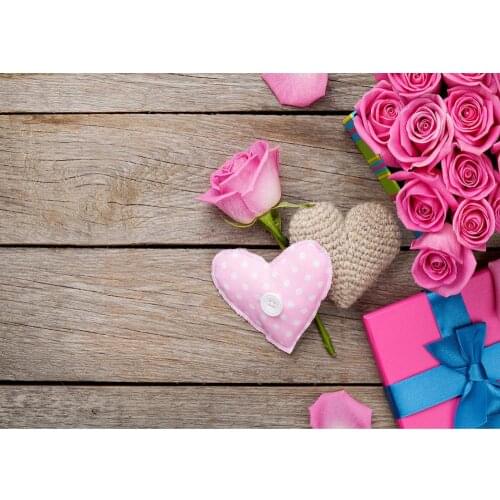 Rose Gifts Wooden Wall Photographic Backgrounds Vinyl Cloth Photo Shootings Backdrops for Baby Children Wedding Photo Studio