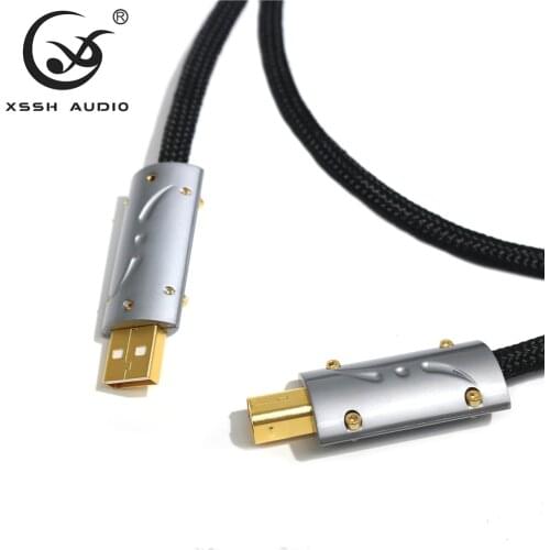 YIVO XSSH Hifi Nordost ODIN Top quality Silver Plated + shield USB Cable High Quality Type A to Type B Hifi Data Cable For DAC