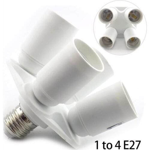 1 E27 to 4 E27 Lamp Bases Socket Splitter Bulb Holder LED 100-240V Converter Lamp Adapter Light 4 in 1 Heads Bulb Adapter