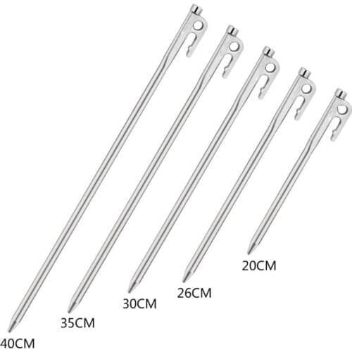 Mounchain 1Pc Tent Peg Stakes Nails High Strength Stainless Steel Tent Accessories Peg Stakes Nail length 20/ 26 /30/ 35/40 cm